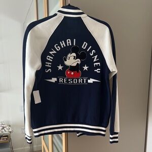 Shanghai Disney Blue and White Mickey Mouse Varsity Jacket NWT